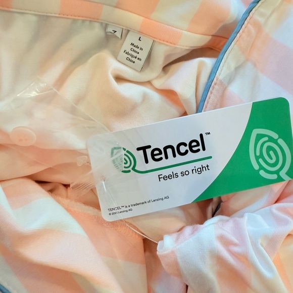 Nordstrom Moonlight Eco Knight Pastel Pink & White Striped Pajama Set NWT - Picture 7 of 10